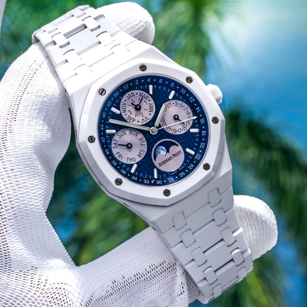 AUDEMARS PIGUET Audemars Piguet Royal Oak Perpetual Calendar 41mm Blue Grey Dial White Ceramic Bracelet